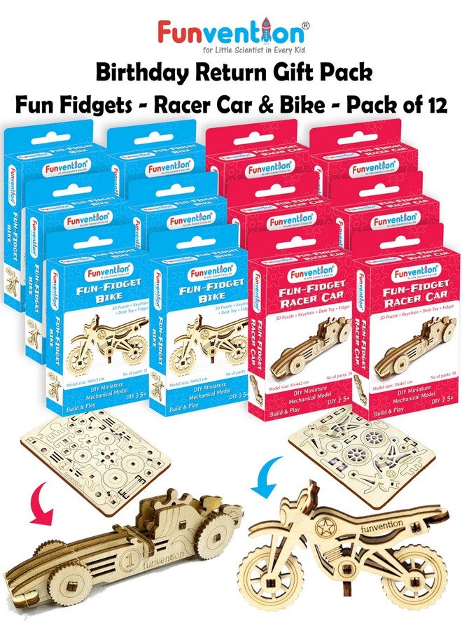 فنفينشين هدايا عيد ميلاد من فنفنشن (عبوة من ١٢ قطعة) ألعاب فيدجيتس ممتعة - سيارات ودراجات سباق | نماذج ميكانيكية مصغرة ثلاثية الأبعاد، هدايا عيد ميلاد للأطفال من سن ٥ سنوات فما فوق، صنع في الهند - Image 5