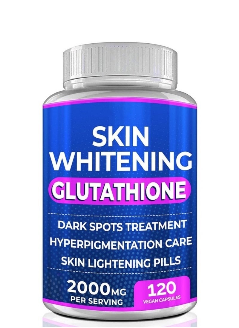 SKIN Glutathione Whitening Pills - 120 Capsules, 2000mg - Potent Skin Lightening Supplement for Dark Spots, Melasma, Acne Scars, and Hyperpigmentation - Powerful Anti-Aging Antioxidant  - Image 1