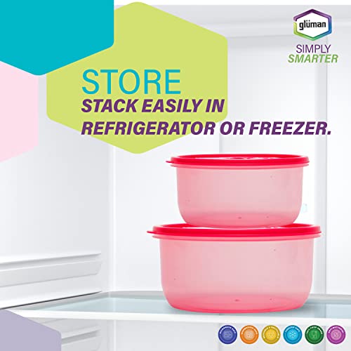 Gluman Microwave Container Set of 4 with Vent Knob for Steam Release | 100% Food Grade | Dishwasher Safe | Freezer Safe | Microwave Safe | Reusable | Recyclable (Microvent_Pink) (Plastic) - Image 3
