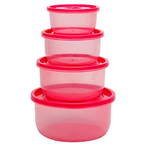 Gluman Microwave Container Set of 4 with Vent Knob for Steam Release | 100% Food Grade | Dishwasher Safe | Freezer Safe | Microwave Safe | Reusable | Recyclable (Microvent_Pink) (Plastic) - Image 1