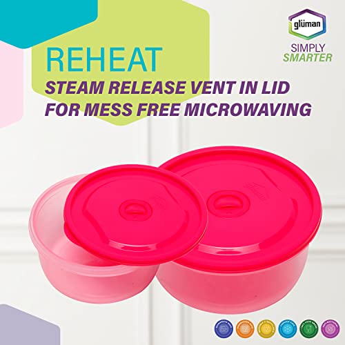 Gluman Microwave Container Set of 4 with Vent Knob for Steam Release | 100% Food Grade | Dishwasher Safe | Freezer Safe | Microwave Safe | Reusable | Recyclable (Microvent_Pink) (Plastic) - Image 4