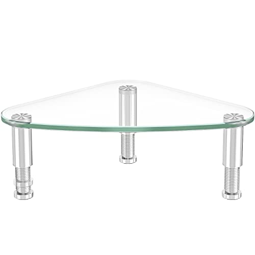 Hemudu Clear Glass Computer Monitor Riser/Triangle Desktop Universal Corner Stand for Computer Monitor & Laptop HD01T-003 - Image 1
