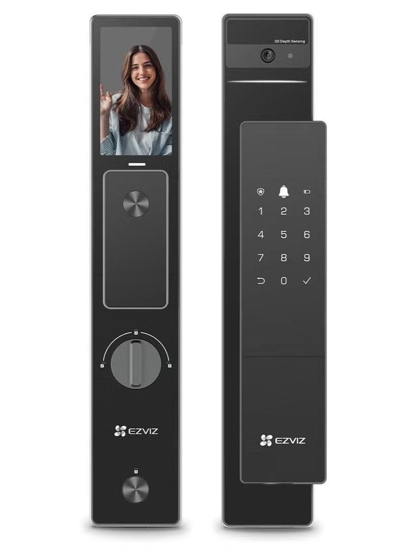 EZVIZ DL50FVS Face Recognition Smart Lock with 3D Facial Recognition, Fingerprint & Passcode Unlock, 4-Inch IPS Screen, 5000mAh Battery, IP54 Weatherproof, 50 Users Capacity, Wi-Fi/Bluetooth, Anti-Tamper Alarm, Video Calling, Voice Changer, Remote Unlock, Emergency Charging, C-Level Cylinder, for Doors 40-120mm Thick, CE & RoHS Certified - Image 1