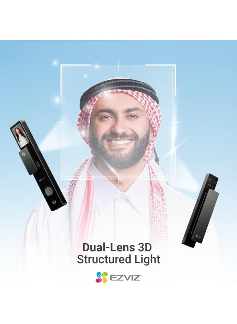 EZVIZ DL50FVS Face Recognition Smart Lock with 3D Facial Recognition, Fingerprint & Passcode Unlock, 4-Inch IPS Screen, 5000mAh Battery, IP54 Weatherproof, 50 Users Capacity, Wi-Fi/Bluetooth, Anti-Tamper Alarm, Video Calling, Voice Changer, Remote Unlock, Emergency Charging, C-Level Cylinder, for Doors 40-120mm Thick, CE & RoHS Certified - Image 2
