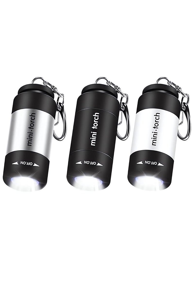 Mini USB Rechargeable Keychain Flashlight, LED High-Powered Pocket Keychain Flashlight for Travel, Emergency, Camping, Hiking, 3 Packs - Image 1