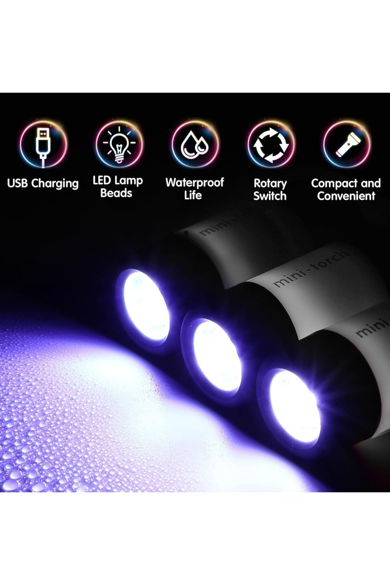 Mini USB Rechargeable Keychain Flashlight, LED High-Powered Pocket Keychain Flashlight for Travel, Emergency, Camping, Hiking, 3 Packs - Image 2