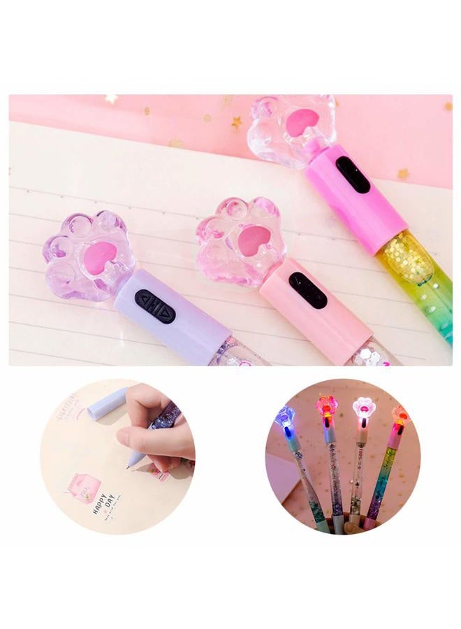 SITAKE 8 Pcs Cute Pens Kawaii Pens Fun Pens, 0.5mm Cat Paw Shiny Luminous Ballpoint Pens, Korean Japanese Stationery School Supplies for Teen Girls Women, Black Writing Gel Pens - Image 3