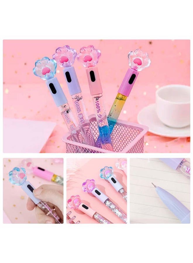 SITAKE 8 Pcs Cute Pens Kawaii Pens Fun Pens, 0.5mm Cat Paw Shiny Luminous Ballpoint Pens, Korean Japanese Stationery School Supplies for Teen Girls Women, Black Writing Gel Pens - Image 5