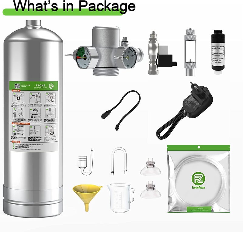 Fzone 2.5 L Aquarium CO2 Generator System Carbon Dioxide Reactor Kit with Regulator and Needle Valve for Aquarium Plants Tanks - Image 5