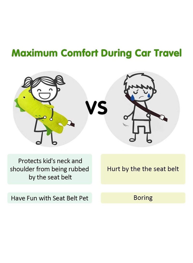 واي آند دي وسادة سفر للأطفال للسيارة ، حزام مقعد السفر على شكل ديناصور الأمان السيارة لمقعد كتف لدعم الرأس والرقبة وسائد حيوانات - Image 3