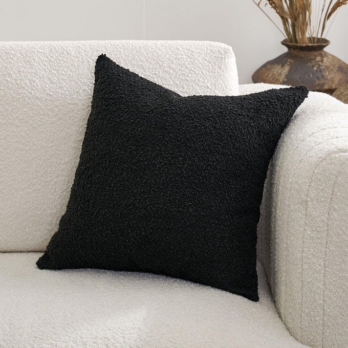 BOUCLE PILLOW COVERS 20X20 BLACK DECORATIVE COUCH PILLOWS FOR LIVING ROOM THROW PILLOW COVERS FOR BEDROOM CHAIR SOFA ACCENT COUCH PILLOWS SOFT CUSHION CASE 1PC