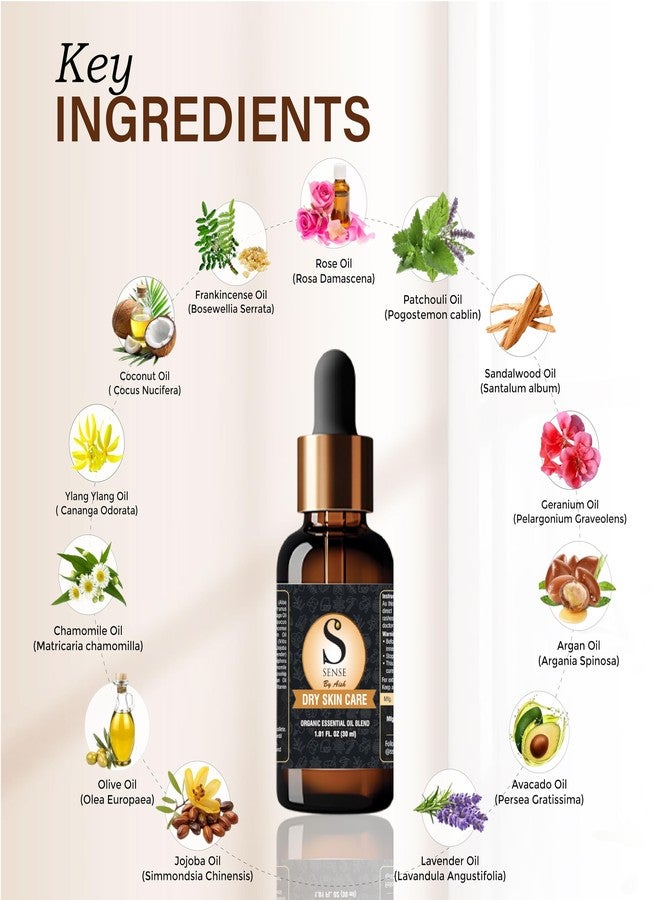 Ssense By Aish Dry Skin Care Essential Oil Blend 30ml - Natural Moisturizing Face Oil for Dry & Sensitive Skin - Hydrating Serum with Almond, Jojoba, Lavender, Vitamin E-Quick-Absorbing Daily Skincare - Image 2