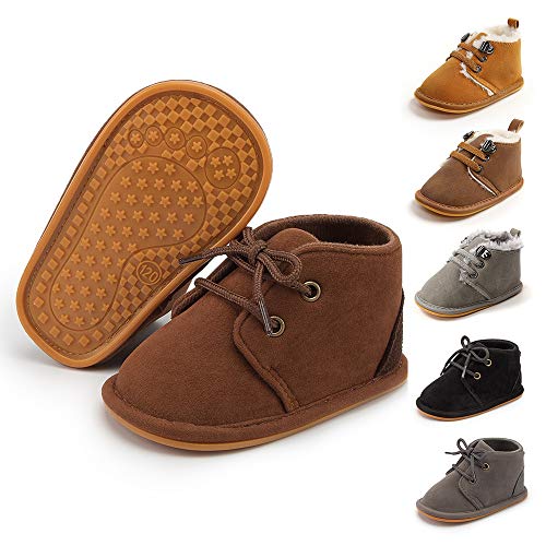 Meckior Baby Booties Newborn Infant Unisex Baby Girls Boys Velvet Rubber Anit-Slip Sole Shoes Toddler Fleece Cozy Winter Warm Prewalker Boots - Image 1