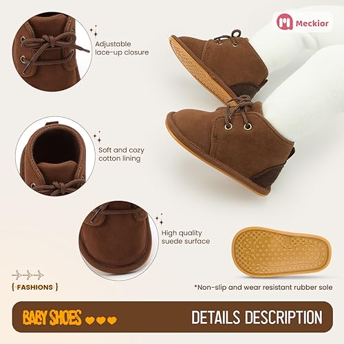 Meckior Baby Booties Newborn Infant Unisex Baby Girls Boys Velvet Rubber Anit-Slip Sole Shoes Toddler Fleece Cozy Winter Warm Prewalker Boots - Image 5