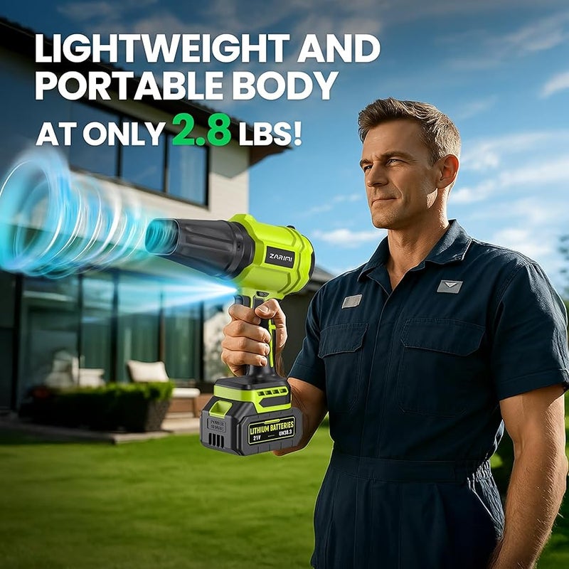 YUQUESEN Cordless Leaf Blower, 980,000 RPM Handheld Leaf Blower with 2 X 4.0Ah Batteries & Charger, Lightweight Leaf Blowers for Patio Cleaning, Lawn Care, Leaves, Dust - Light Green - Image 5