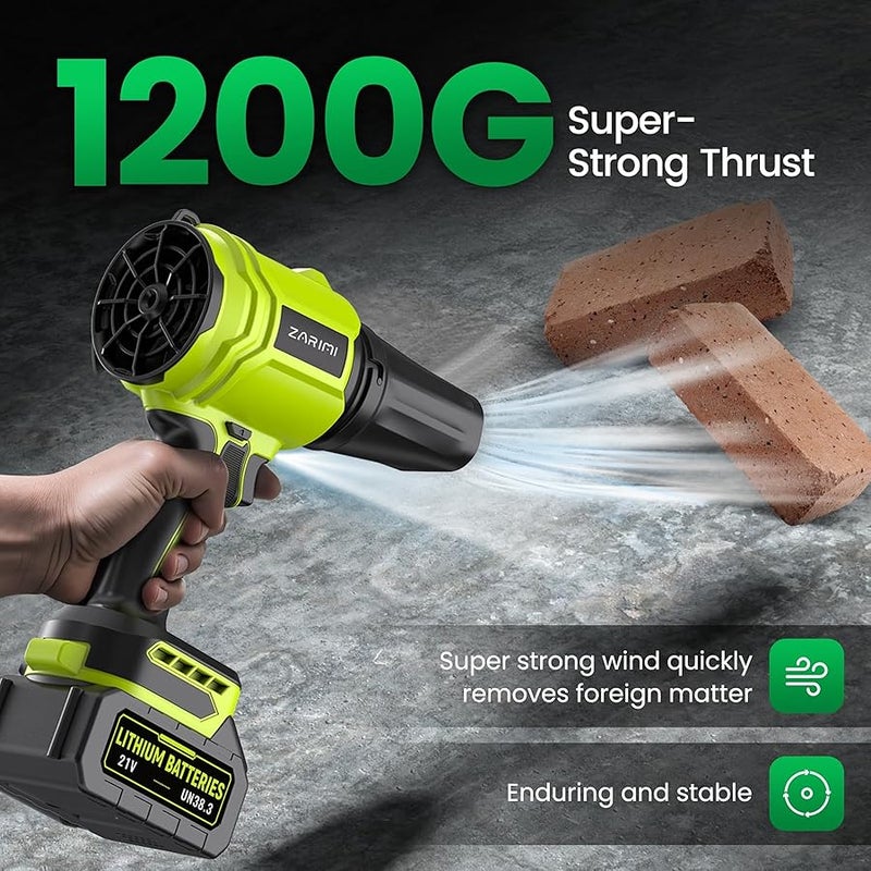 YUQUESEN Cordless Leaf Blower, 980,000 RPM Handheld Leaf Blower with 2 X 4.0Ah Batteries & Charger, Lightweight Leaf Blowers for Patio Cleaning, Lawn Care, Leaves, Dust - Light Green - Image 4
