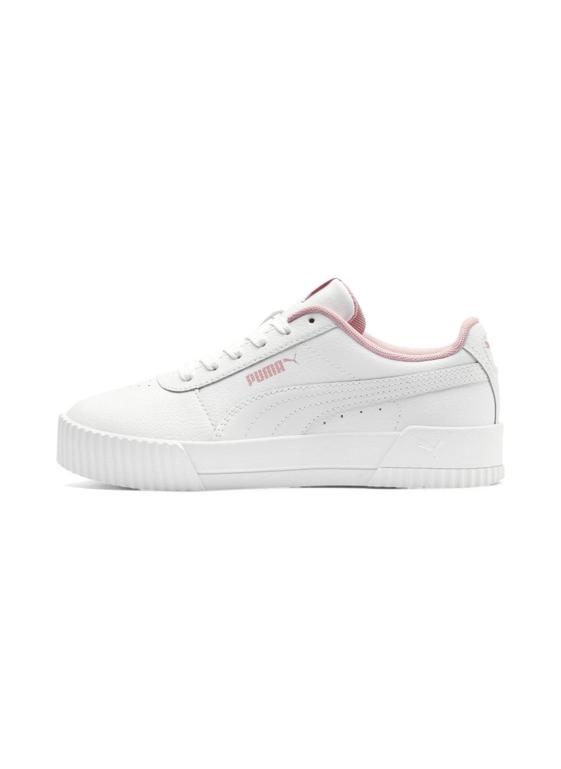 PUMA Carina L Youth Girls White Casual Lace Up Sneakers - Image 1