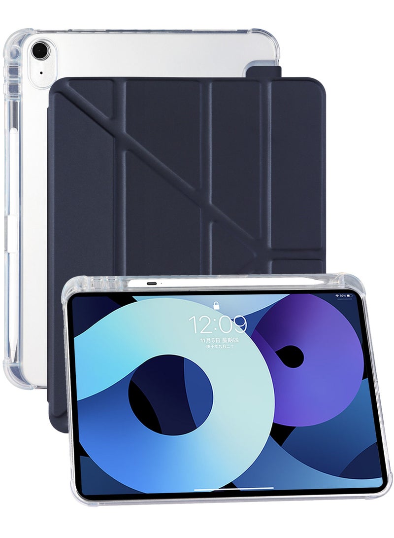 Rock Pow Case for iPad Air 5/4 (2022/2020 5th/4th Generation 10.9-Inch) with Pencil Holder, Clear Transparent Back Shell Slim Stand Shockproof Tablet Cover Auto Wake/Sleep - Image 1
