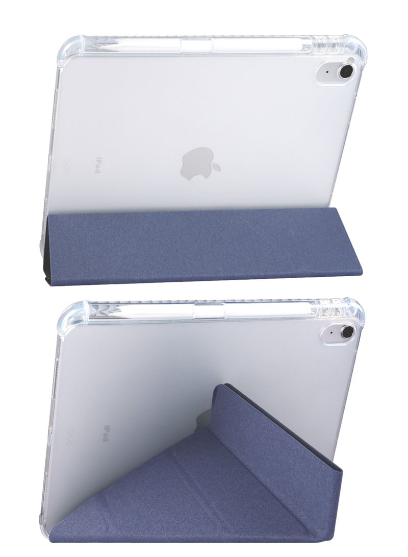 Rock Pow Case for iPad Air 5/4 (2022/2020 5th/4th Generation 10.9-Inch) with Pencil Holder, Clear Transparent Back Shell Slim Stand Shockproof Tablet Cover Auto Wake/Sleep - Image 2