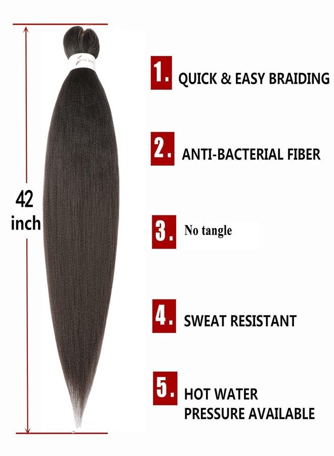 ShowCoco Long Braiding Hair 42 Inch 8 Packs Hair Extensions Professional Synthetic Braid Hair Crochet Braids, Soft Yaki Texture Hot Water Setting (42 inch, #4) - Image 2