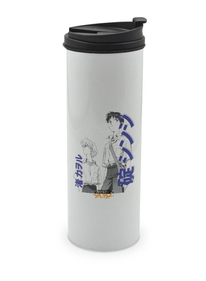 LIT Neon Genesis Evangelion White Tumbler for Hot Drinks Neon Genesis Evangelion White Tumbler Kaworu Nagisa Travel Coffee Tumbler Shinji Ikari Gainax-NGE - Image 1