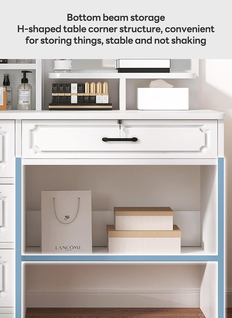 Sharpdo Modern Minimalist Dressing Table for Bedroom with LED Mirror and Drawer Storage - Image 3