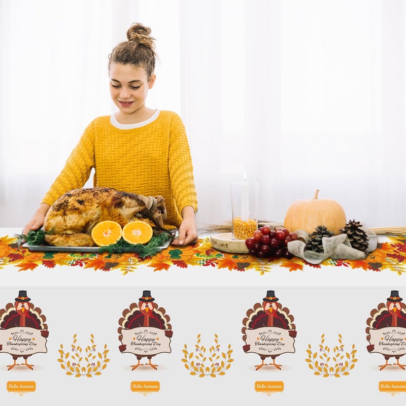 OHOME أوهوم 3 عبوات من مفرش الطاولة القابل للتصرف لعيد الشكر لوازم حفلات عيد الشكر لتزيين طاولة عيد الشكر زينة حفلة الأصدقاء لعيد الشكر 54 × 108 - Image 5