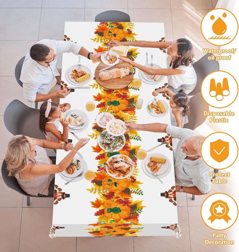 OHOME أوهوم 3 عبوات من مفرش الطاولة القابل للتصرف لعيد الشكر لوازم حفلات عيد الشكر لتزيين طاولة عيد الشكر زينة حفلة الأصدقاء لعيد الشكر 54 × 108 - Image 3