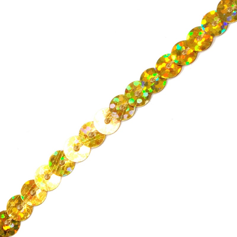 Mandala Crafts 100 Yards 6mm Holographic Gold Sequins Strips on a Roll - Flat Paillettes Trim Ribbon Sequins String Spool by The Yard for Sewing, Crafts, Embellishments, and Decorations - Image 3