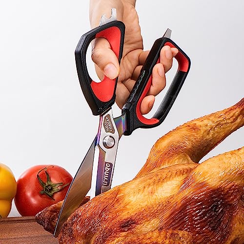 LIVINGO Heavy Duty Kitchen Shears - Titanium Coated Hot Forged Sharp Multipurpose Stainless Steel Utility Shears for Household Culinary Food Cutting Chicken Meat Cooking, Dishwasher Safe, 9.5 Inch - Image 2