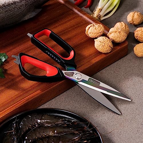 LIVINGO Heavy Duty Kitchen Shears - Titanium Coated Hot Forged Sharp Multipurpose Stainless Steel Utility Shears for Household Culinary Food Cutting Chicken Meat Cooking, Dishwasher Safe, 9.5 Inch - Image 3