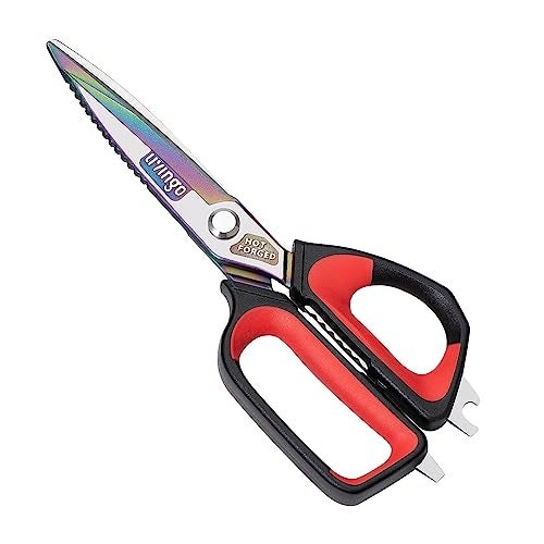 LIVINGO Heavy Duty Kitchen Shears - Titanium Coated Hot Forged Sharp Multipurpose Stainless Steel Utility Shears for Household Culinary Food Cutting Chicken Meat Cooking, Dishwasher Safe, 9.5 Inch - Image 1