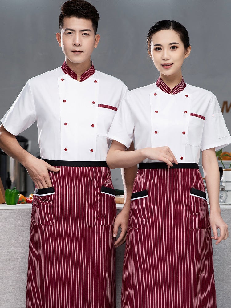 Chef Work Clothes Short-Sleeved Summer Wear For Men And Women In School Restaurants And Kindergarten Kitchens Long-Sleeved Wear Moisture-Wicking And Sweat-Wicking - Image 2