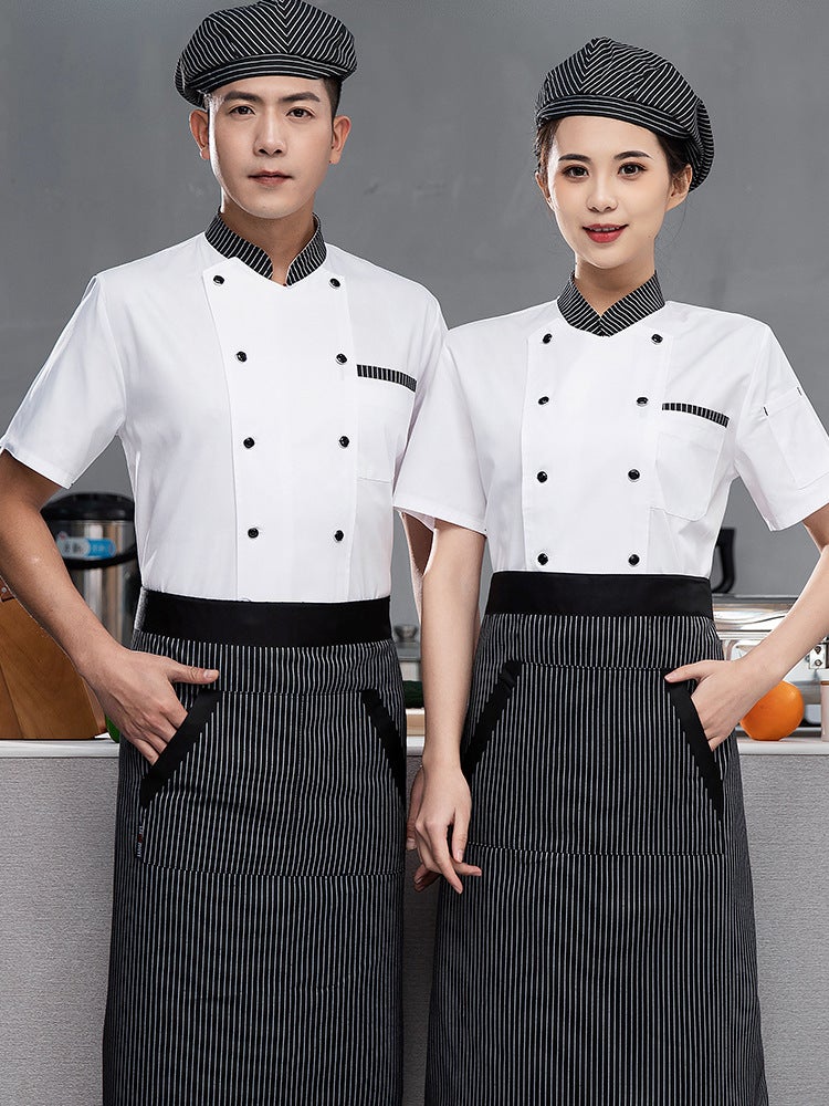 Chef Work Clothes Short-Sleeved Summer Wear For Men And Women In School Restaurants And Kindergarten Kitchens Long-Sleeved Wear Moisture-Wicking And Sweat-Wicking - Image 4