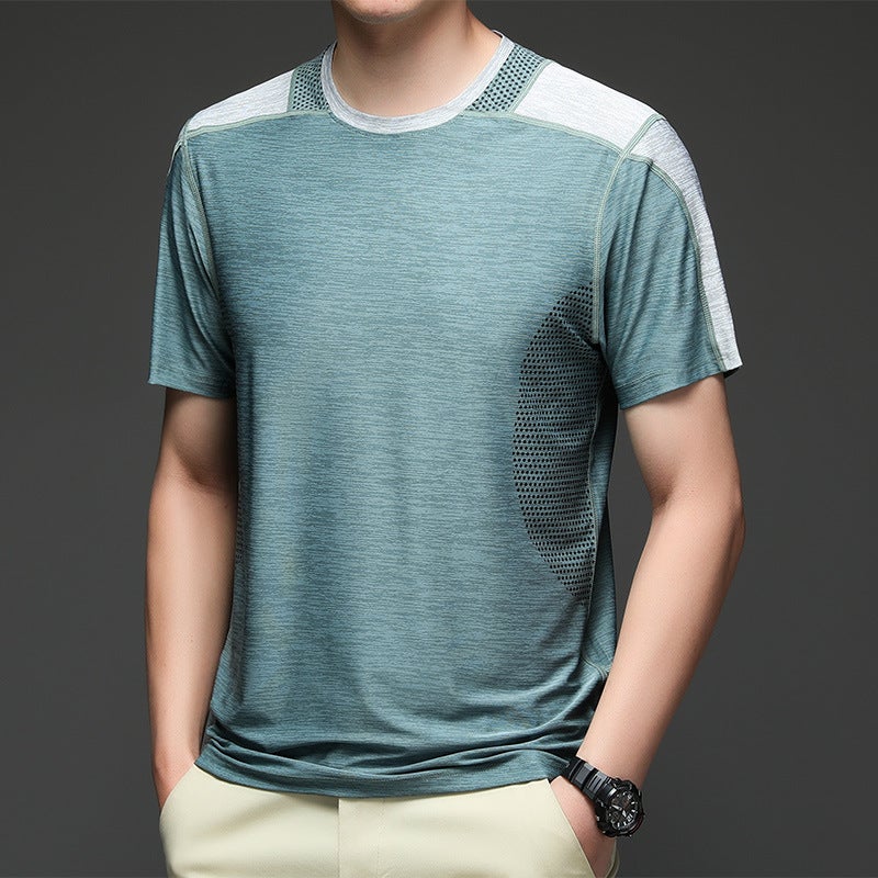 Summer Short-Sleeved T-Shirt Men'S Thin Breathable Fitness Sports Quick-Drying Clothing Men'S Loose Casual Ice Silk T-Shirt Men'S - Image 1