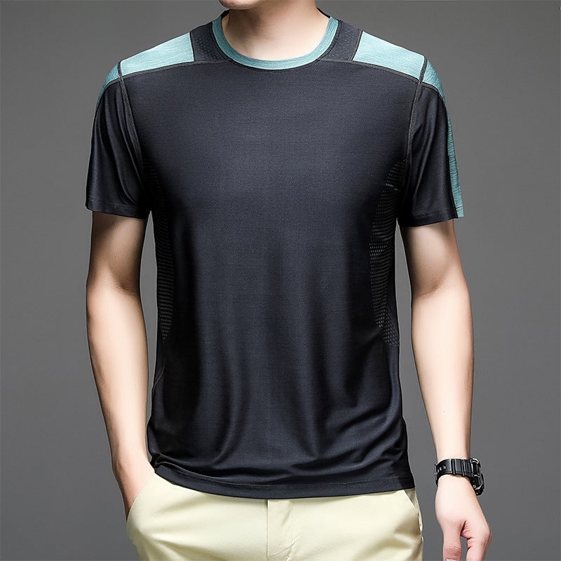 Summer Short-Sleeved T-Shirt Men'S Thin Breathable Fitness Sports Quick-Drying Clothing Men'S Loose Casual Ice Silk T-Shirt Men'S - Image 2