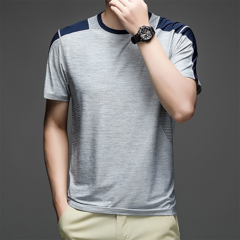 Summer Short-Sleeved T-Shirt Men'S Thin Breathable Fitness Sports Quick-Drying Clothing Men'S Loose Casual Ice Silk T-Shirt Men'S - Image 4