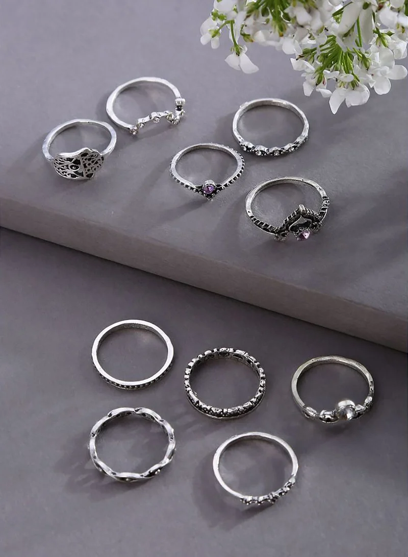 SOHI Pack of 10 Designer Modern Ring