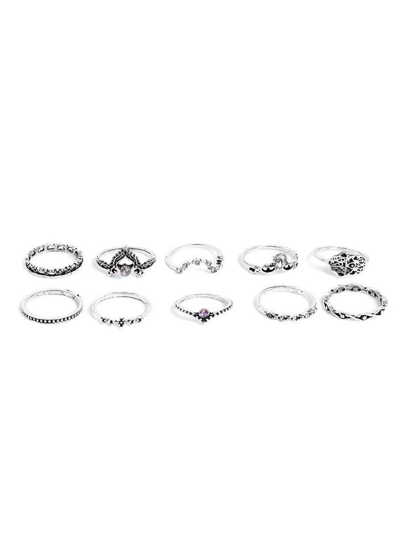 SOHI Pack of 10 Designer Modern Ring