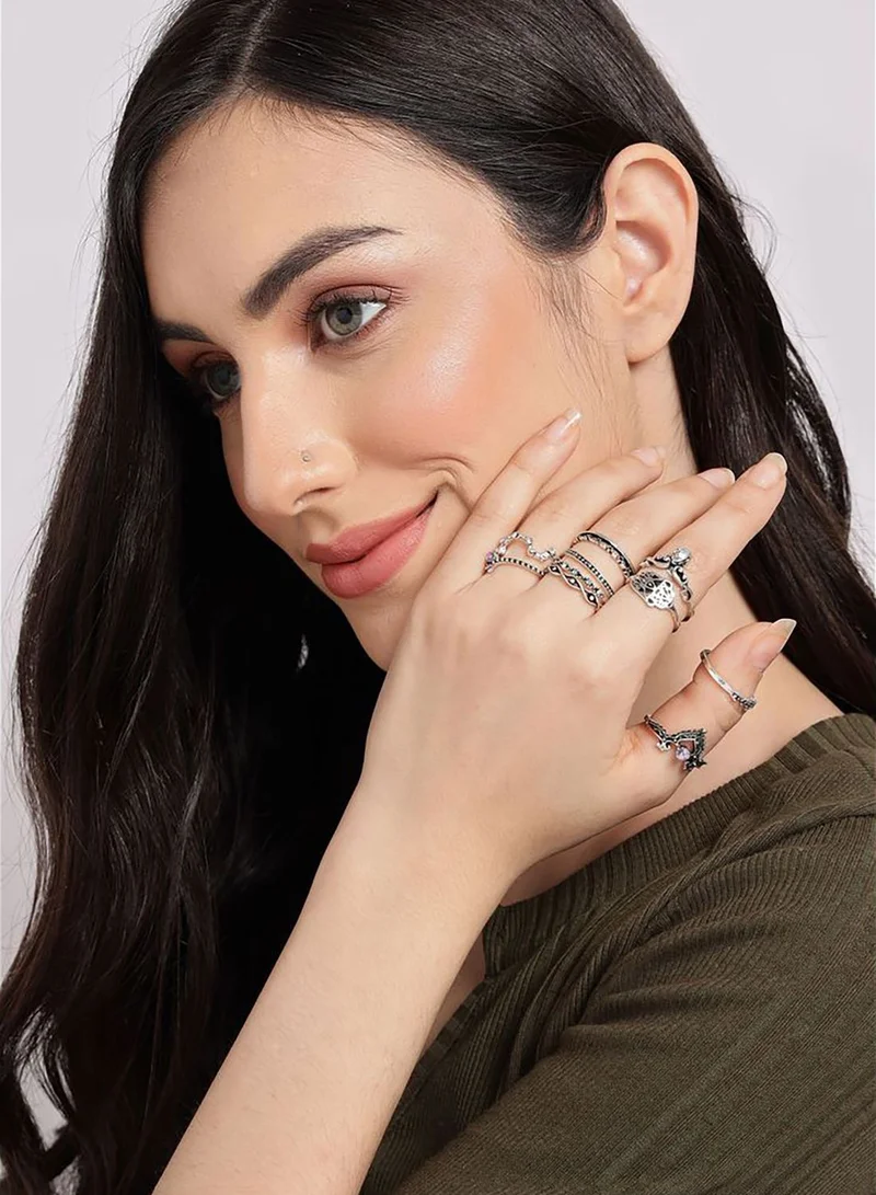 SOHI Pack of 10 Designer Modern Ring