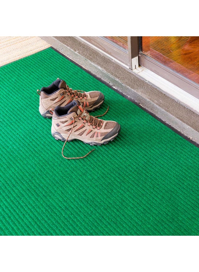 Restaurantware حصيرة أرضية غير قابلة للانزلاق 60 × 36 بوصة من كومفي فيت، حصيرة متعددة الاستخدامات ذات تصميم مضلع - للاستخدام الداخلي والخارجي، للمنازل أو المكاتب، حصيرة دخول من ألياف بوليستر خضراء، قاعدة من الفينيل، سهلة التنظيف - Image 3