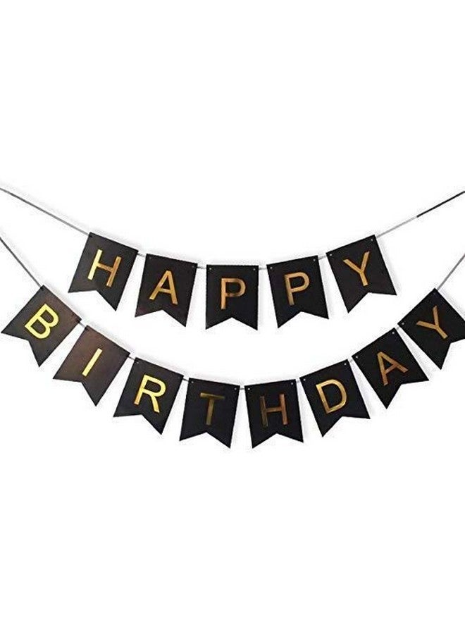 HK balloons Happy Birthday Banner Decoration For Boys, Girls, Boyfriend, Girlfriend, (Black Banner) - Image 1