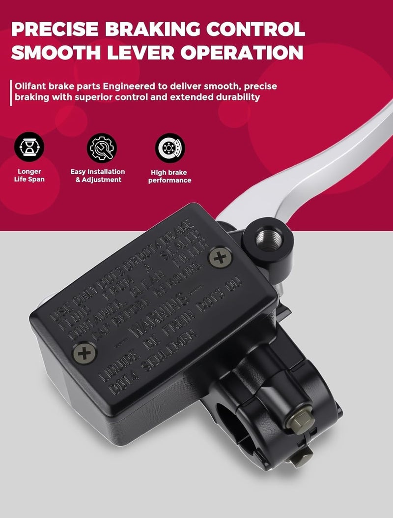 OLIFANT Front Brake Master Cylinder Handle for Honda ATV Foreman 500 2014-2019 Foreman 400 1995-2004 Foreman 450 1998-2004/Rancher 350/Recon 250/FourTrax 300/Rincon 650/250ex 300ex 400ex 2PCS Silver - Image 4