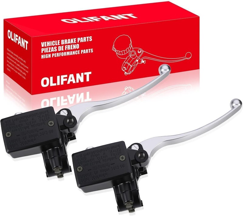 OLIFANT Front Brake Master Cylinder Handle for Honda ATV Foreman 500 2014-2019 Foreman 400 1995-2004 Foreman 450 1998-2004/Rancher 350/Recon 250/FourTrax 300/Rincon 650/250ex 300ex 400ex 2PCS Silver - Image 1