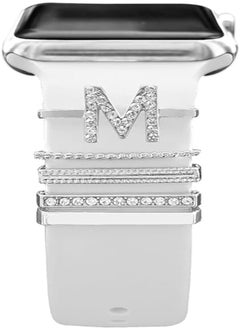 Next Next store Accessories Compatible with Apple Watch Bands Ultra/8/7/SE/6/5/4/3/2/1,Galaxy Watch 5/4 Classic/Active,Initial Letter Name Accessories for Women Girls(Without Band) 