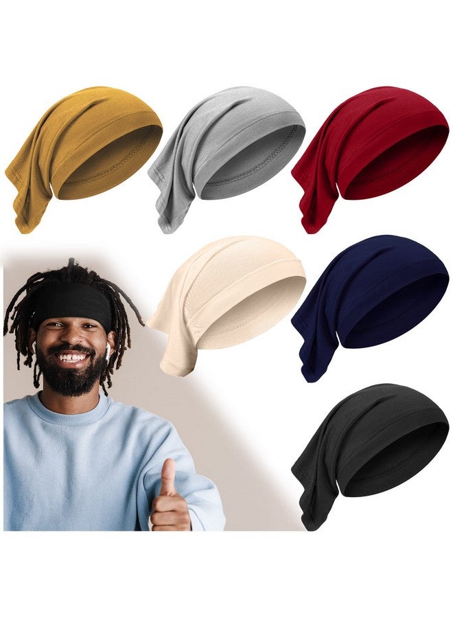 SATINIOR 6 Pcs Spandex Dreadlock Cap Dreadlock Tube Bands Unisex Men Women Elastic Hair Dreads Head Wraps Headbands for Dreads Accessories, 6 Colors(Bright Color) - Image 1