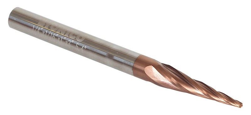 Tapered Endmill Ball Nose Router Bits CNC Engraver Solid Carbide Spiral 1/16-Inch 1/4-Inch Shank 37412-SC