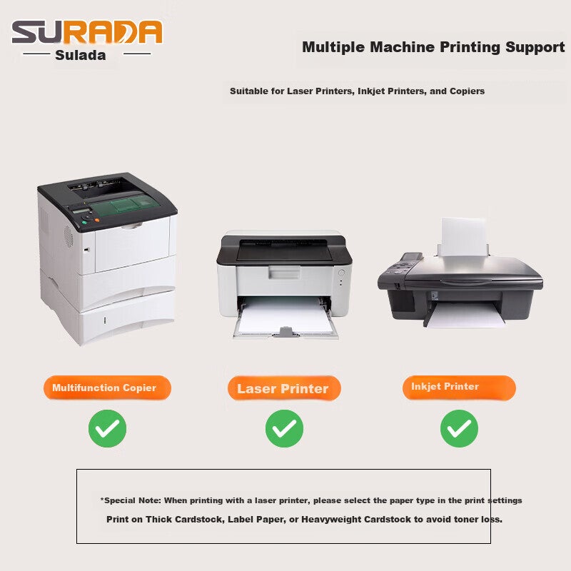 JD Jing Zao Surada A4/40 Self-Adhesive Printing Paper Divider, Label Sticker Self-Adhesive Paper, Inkjet Label Printing Sticker Right Angle 6 Pieces/sheet (10599mm) BQ-0041 - Image 2