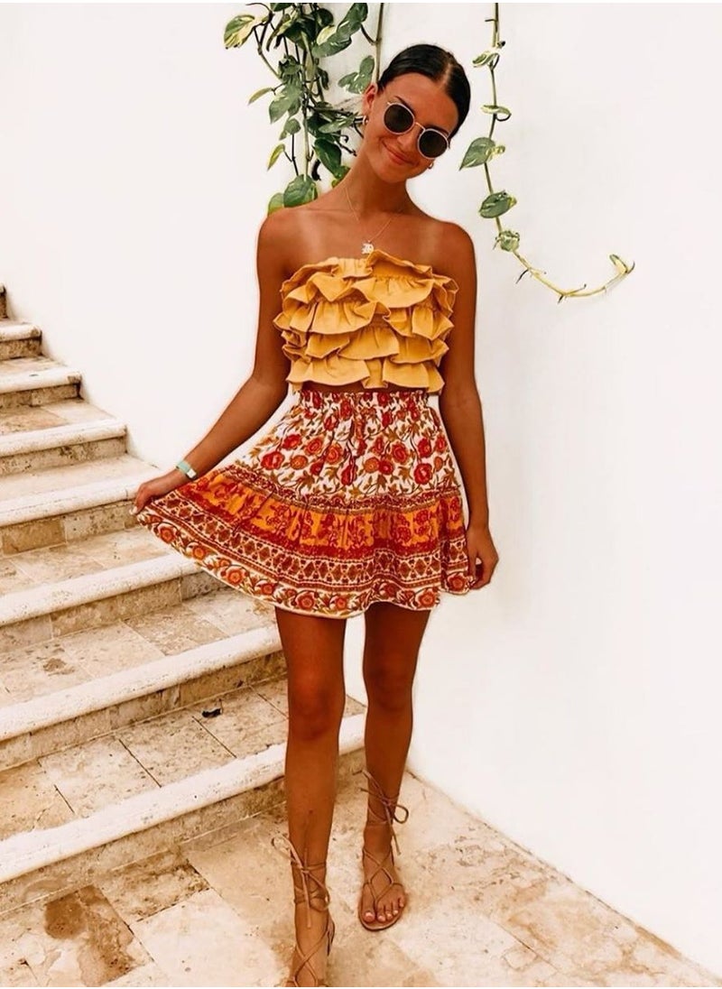 Loquat - Women's Fashion Printed Bohemian Ethnic Style Skirt - Image 1