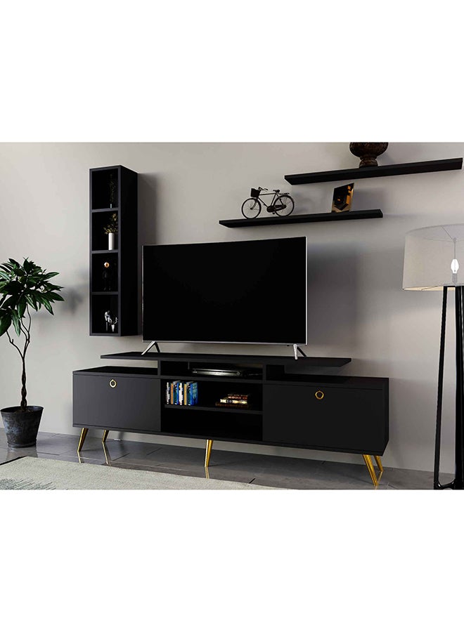 ستايلش هوم مكتبة و طاولة تلفزيون لون أسود - TV04 - Image 1